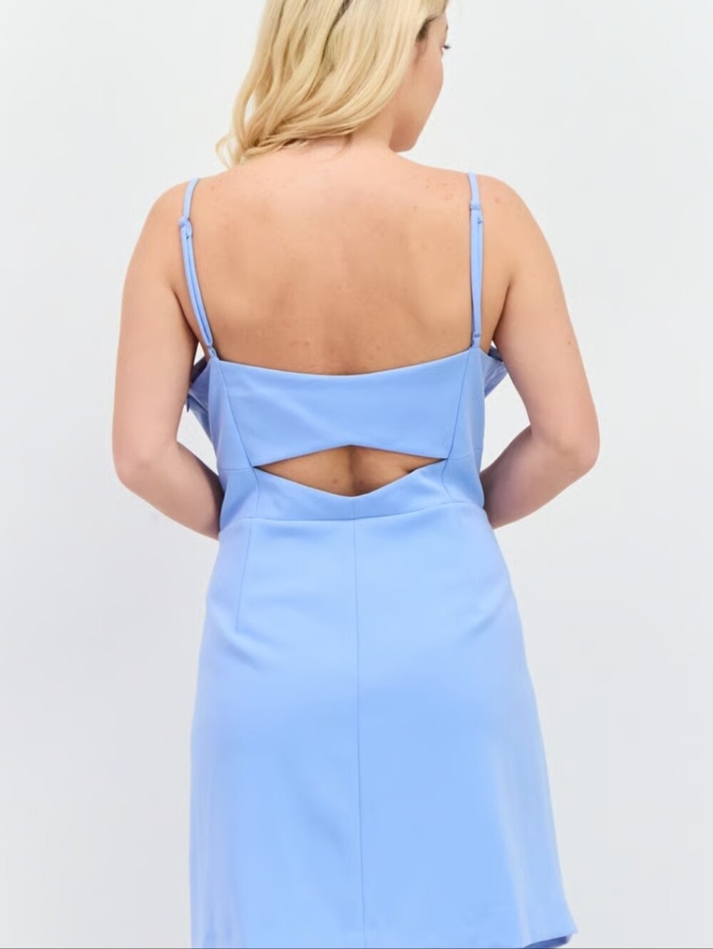 Title: French Connection Blue Draped Midi Dress NWT